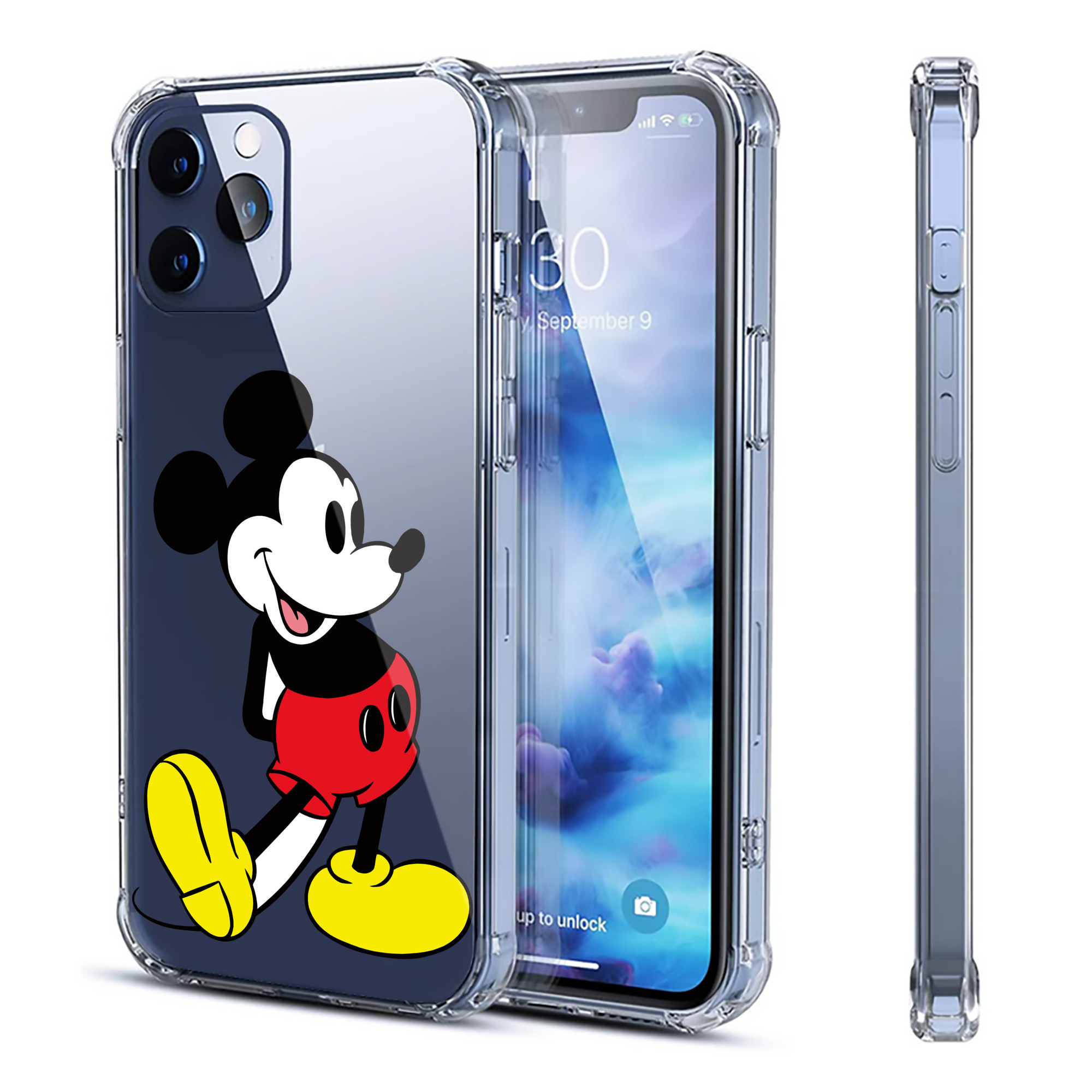 （画像用） ミッキーマウス Mickey Mouse 【iPhone 12シリーズ対応】透明スマホケース（クリアソフトケース）